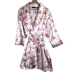 VTG ROPER 90s Satin Robe Women's Sz XL Pink Bronco Belted Loungewear Western EUC